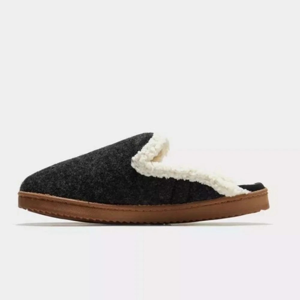 Big Girls Dearfoams Maci Scuff Slippers Black Size S 5/6 New With Tags